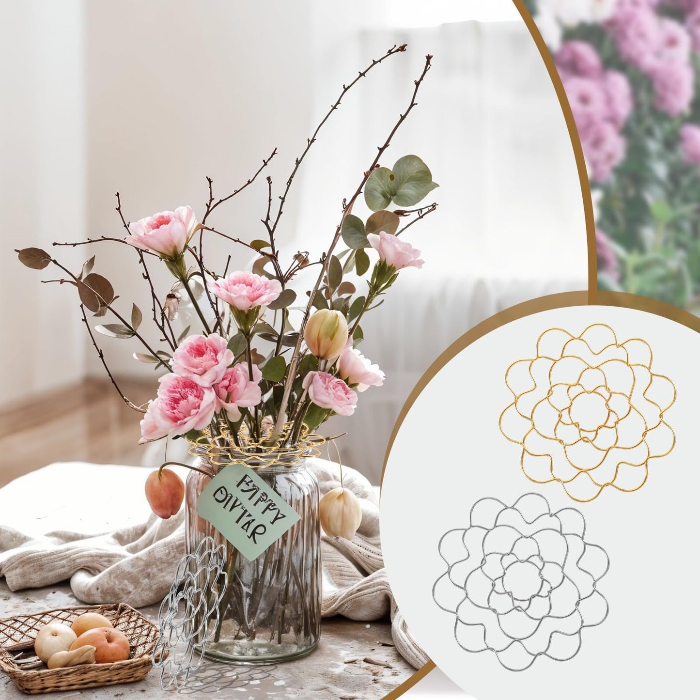 Rostfri ståloragnisator med blomstergaller
