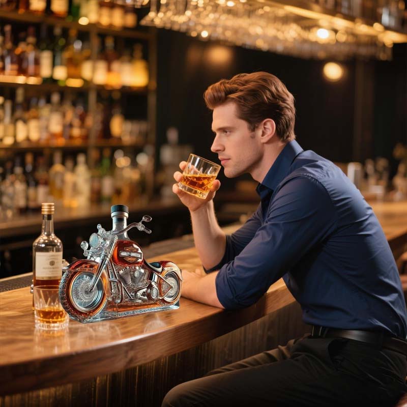 Kreativ motorcykel Glasvinflaska