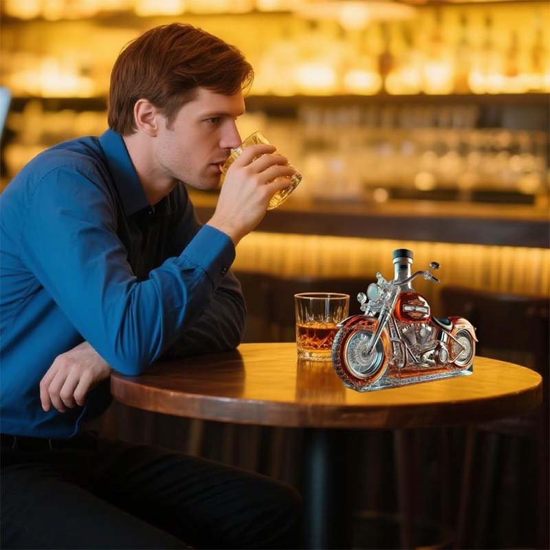 Kreativ motorcykel Glasvinflaska