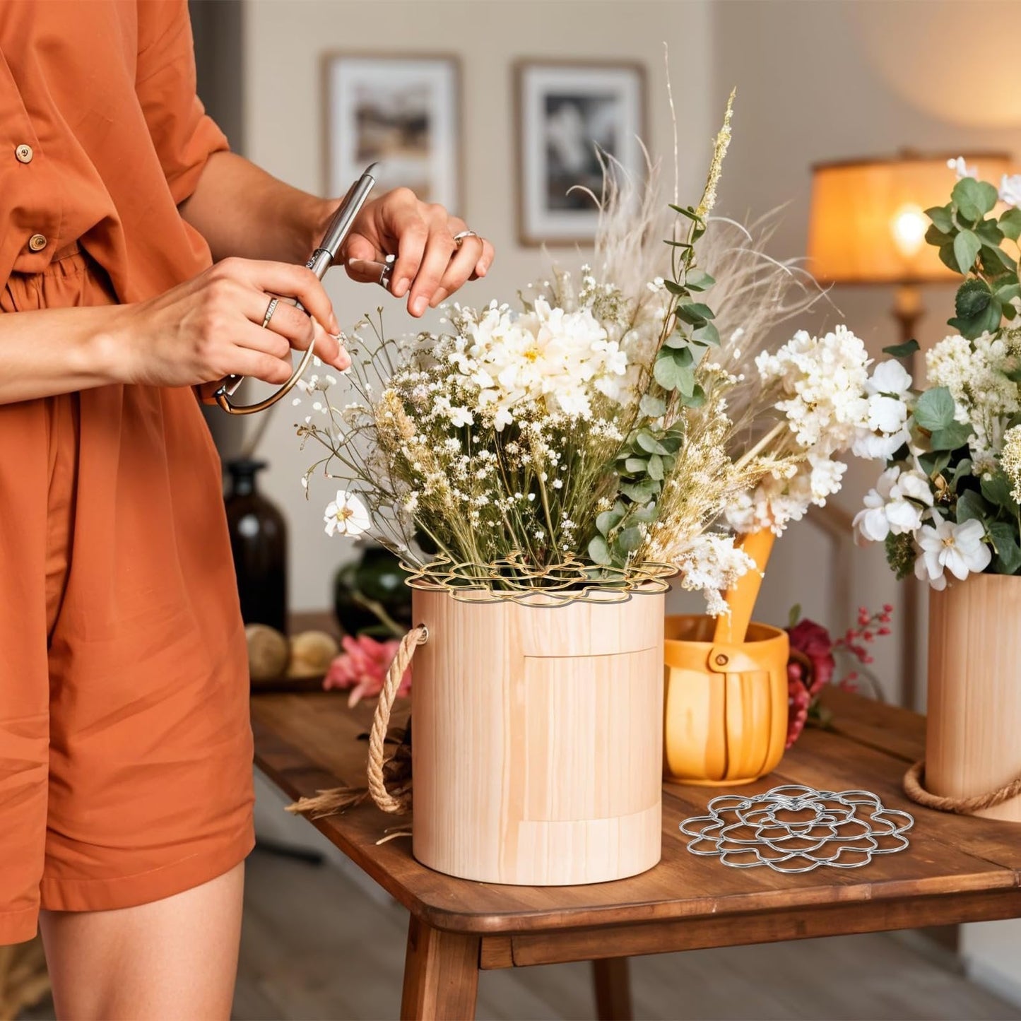 Rostfri ståloragnisator med blomstergaller