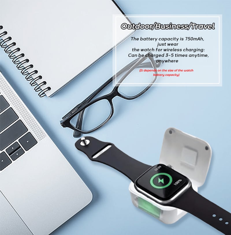 Bärbar trådlös powerbank för smartklockor