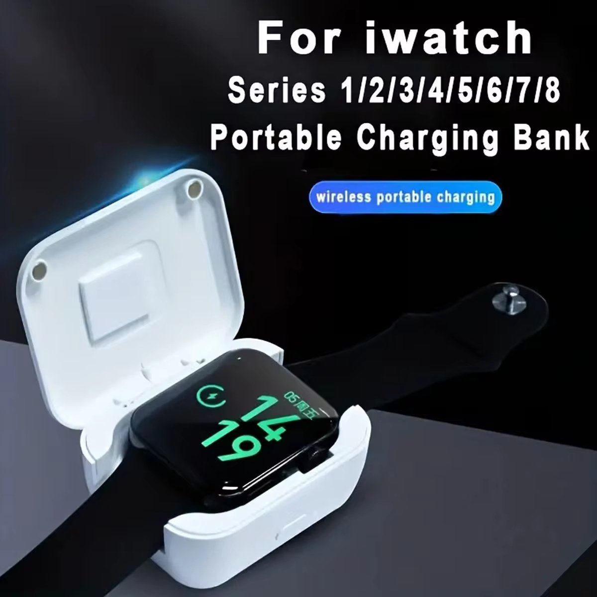 Bärbar trådlös powerbank för smartklockor