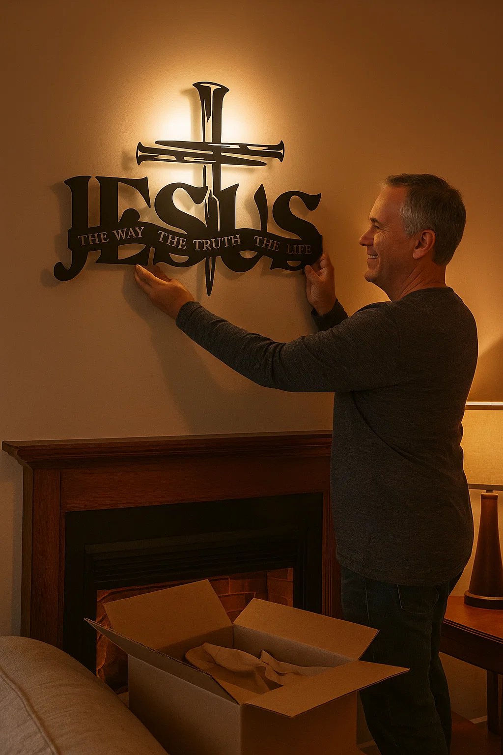 Jesus & Kruis Design Muurkunst - Limited Handmade Series