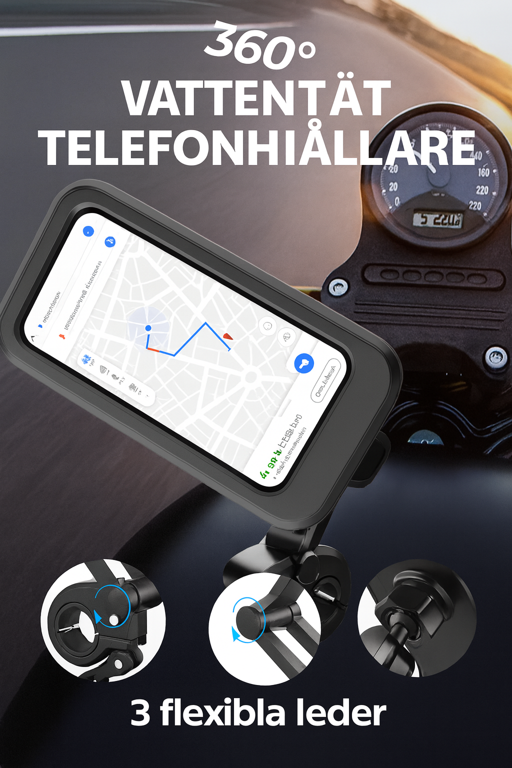 Universellt vattentätt telefonfäste för cykel och motorcykel