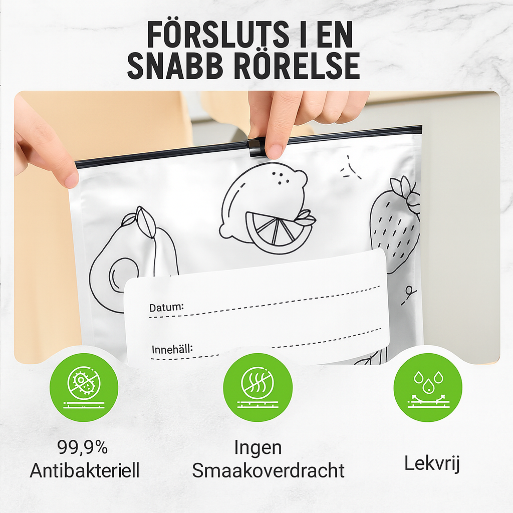 Teranvändbara Förvaringspåsar i Aluminiumfolie med Förslutning