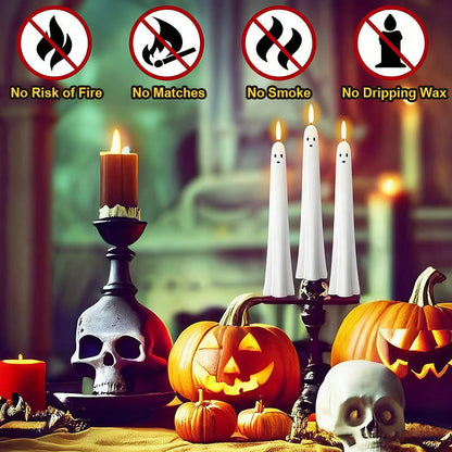 🎃👻 Fjärrstyrt spökljus med 3D-flammande veke