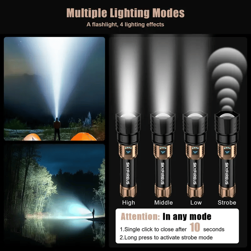 SKYFIRE 1097 Ficklampa – Ultraljus, Lång Räckvidd & Portabel