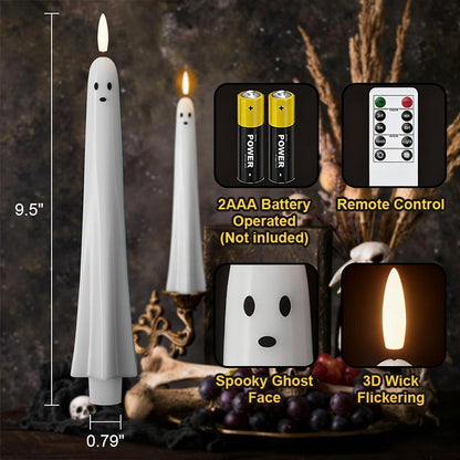 🎃👻 Fjärrstyrt spökljus med 3D-flammande veke