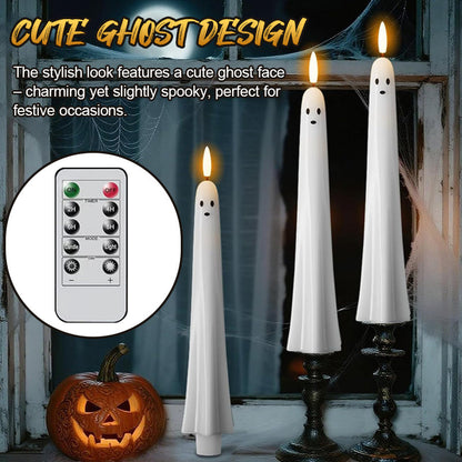 🎃👻 Fjärrstyrt spökljus med 3D-flammande veke