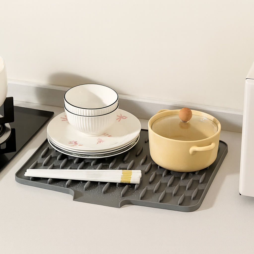 Värmeskydd & Snabbavrinning – Silikon Diskmatta