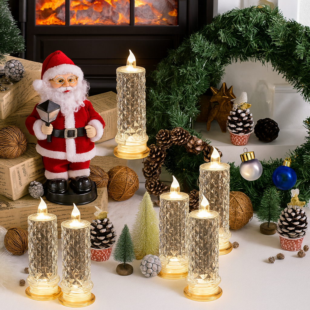 Kristallros Ljus – Romantisk Glöd utan Spill (4 st)