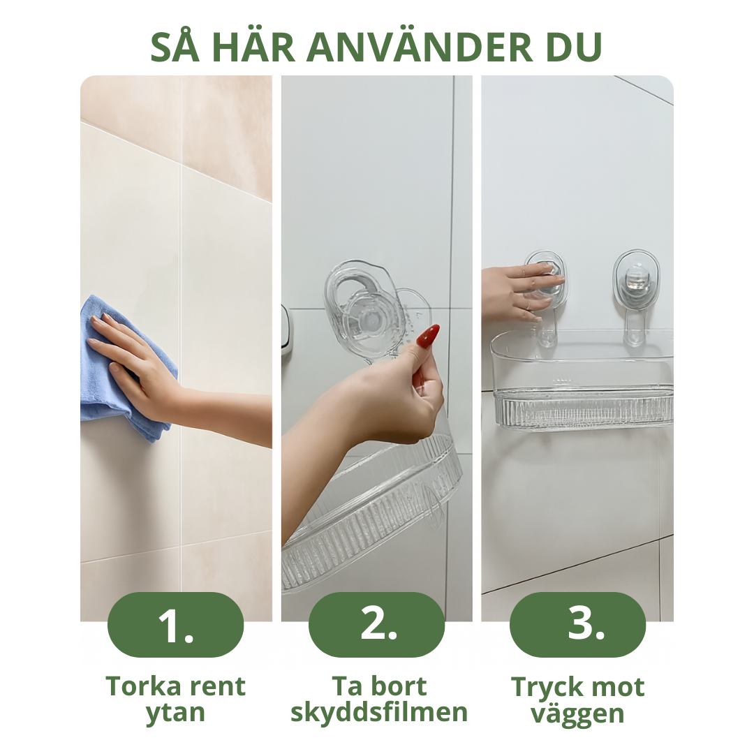 Självhäftande Vägg­hylla utan Borrning för Kök & Badrum