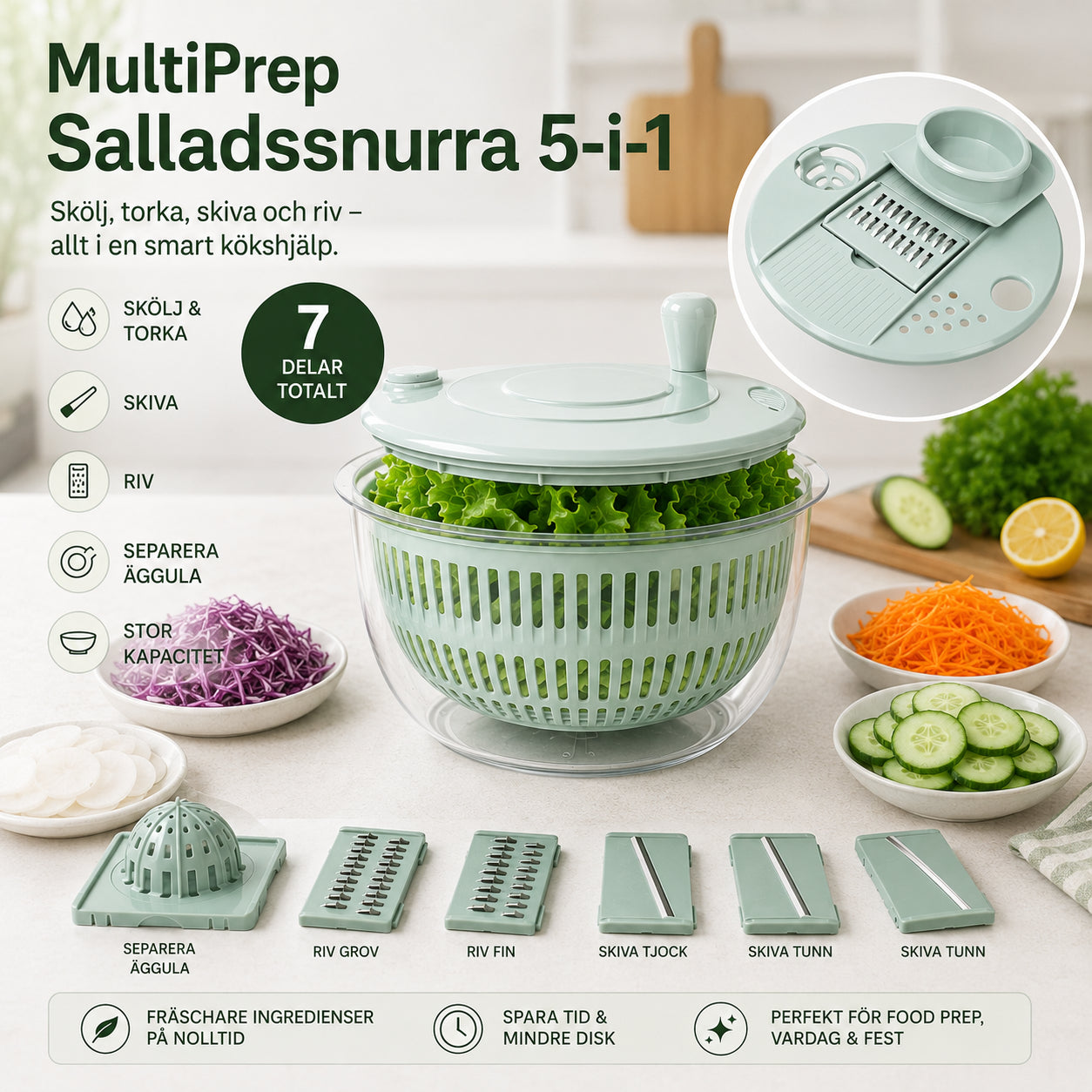 SalladsSnabb – Skölj, torka och riv