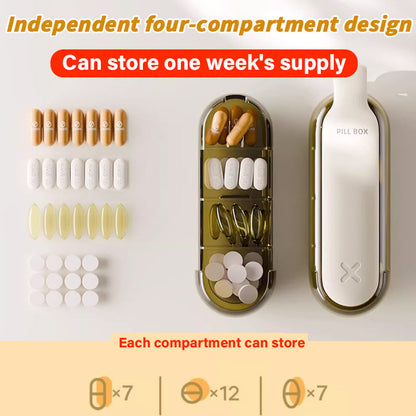 2 IN 1 bärbar pillerutdragare och lagerindelad organisation