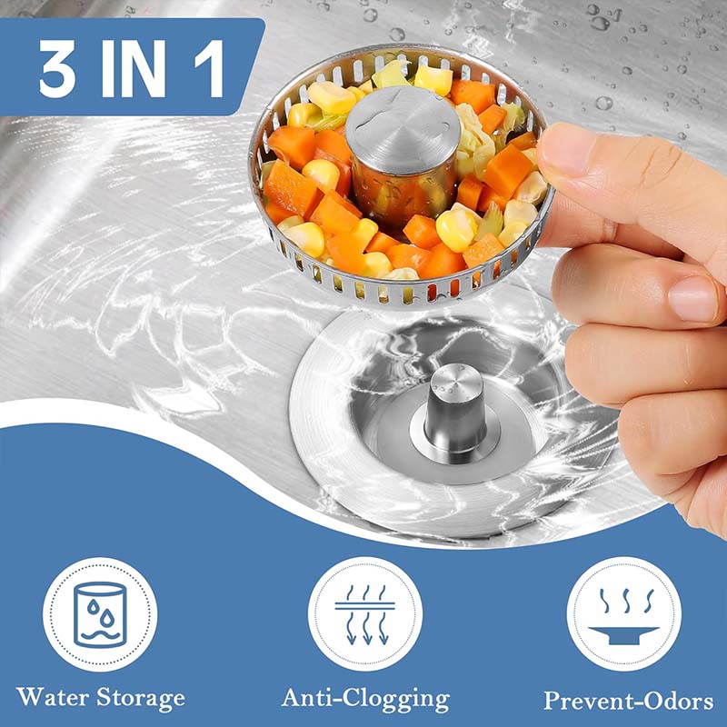 SinkMaster™ – 3-i-1 filter och propp med luktspärr