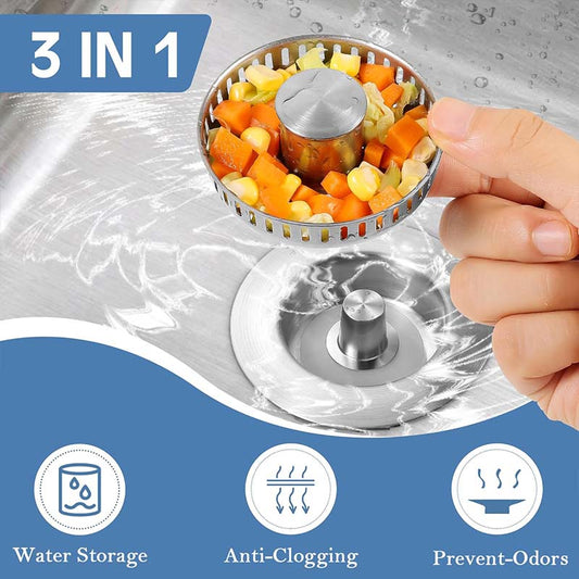 SinkMaster™ – 3-i-1 filter och propp med luktspärr
